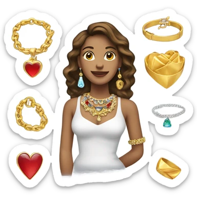Joyas, collares, pulseras y dijes, todo en un joyero  sticker