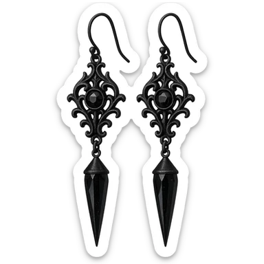 goth earrings, black crystal spike, edgy gothic, shimmering sticker