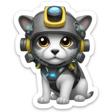 animal equipped with high tech gear sticker