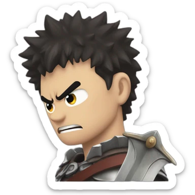 angry berserk guts carrying a huge sword on his shoulder sticker