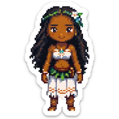 Moana standing, pixel art style sticker