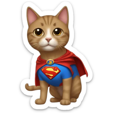 cat with superman cape sticker