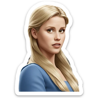 blonde girl in blue dress sticker