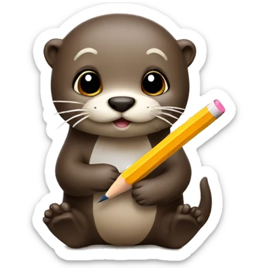 cute otter writing with a pencil  sticker