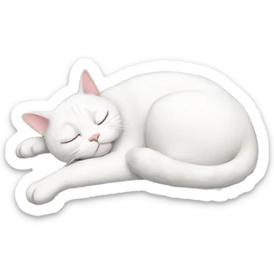 white cat sleeping sticker