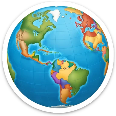 A world globe showing continents and oceans, focused on Americas sticker
