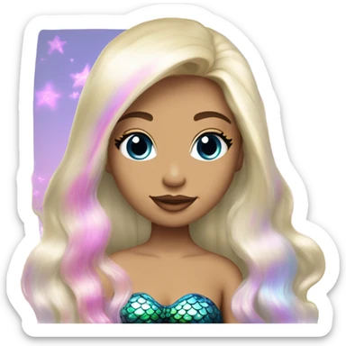mermaid, magical, blonde hair, pink lips, iridescent, mystical, shiny, holographic, straight hair with highlights sticker