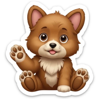 puppy with paws up that tried sticker