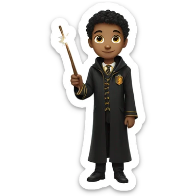 boy in hogwarts uniform holding a wand portrait sticker