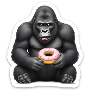 gorilla eating donut sticker