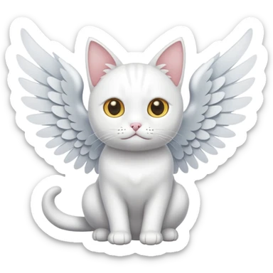 white cat with wings sticker