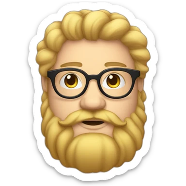 Chubby non binary Big lebowsky round glasses mid-lenght blond hair chaotic res beard vaporizer sticker
