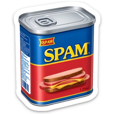 A can of classic “SPAM” (rectangular shaped can like the way spam is shaped) can you increase the red and blue colors here— more blue sticker