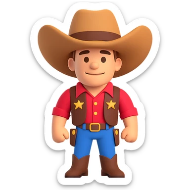 Make the cowboy hat even bigger on John Cena in the style of microsoft style 3d fluent emojis, keep the 3D emoji style look. sticker