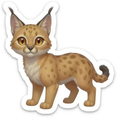 Big-eared big-eyed cute realistic animalistic feral digitigrade 4-legged anime-styled Meloetta-Furret-Sergal-Caracal-Bobcat-Serval-hybrid-fusion-creature-animal, full body sticker