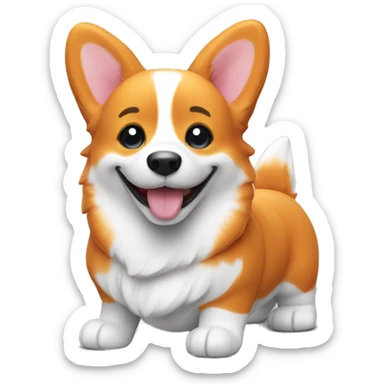 smiling orange corgi soft toy sticker