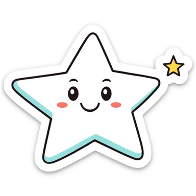 star with smiling face, cartoon style sticker