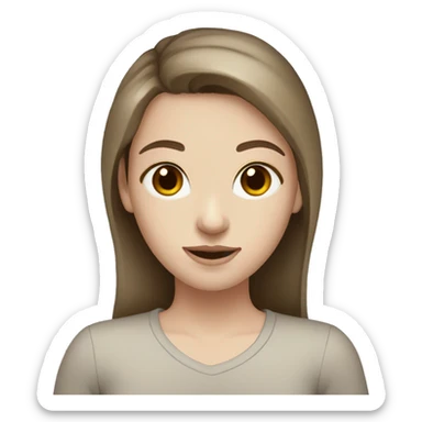 Girl with pale skin brown eyes and brown hair with s face mask sticker