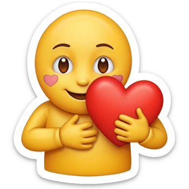 make a cute emoji hugging a heart, to show love/care sticker