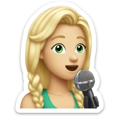 blonde hair emoji singing into mic sticker
