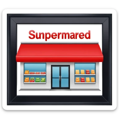 create a supermarket shop front that is red in nature and looks like wellcome sticker
