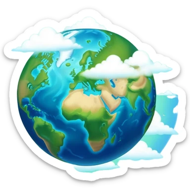 Cinematic Realistic Earth, depicted with vibrant blue oceans, clouds, and lush green continents rendered in exquisite detail, high shine, and a soft radiant glow that captures the dynamic, life-sustaining beauty of our home planet. sticker