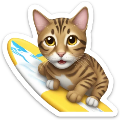 A tabby cat surfing sticker