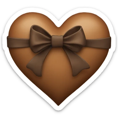 brown heart with bow on too sticker