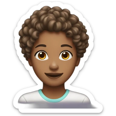 Brow curly hair girl smiling sticker