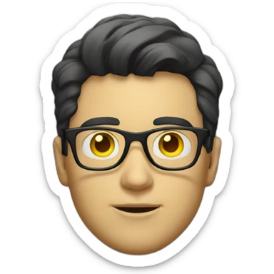 White man with yellow tinted glasses and black hair in a polo shirt sticker