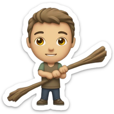 mark holding a stick caucasian sticker