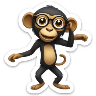 Dancing Monkey with spectacles sticker