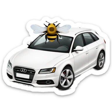 Bee driving white Audi  sticker