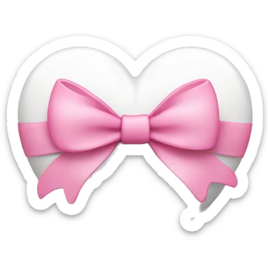 white heart with pink bow sticker