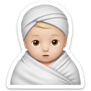 A baby boy wrapped up in a swaddle sticker