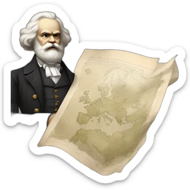 karl marx holding ghost casper a map of Europe sticker