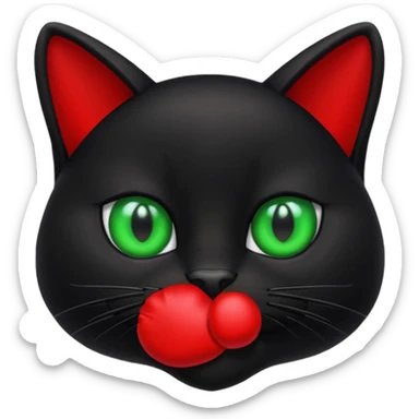 Black cat with a red glove in his mouth sticker