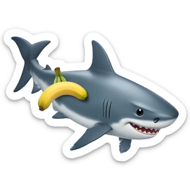 Shark jumping out of water to catch a banana sticker