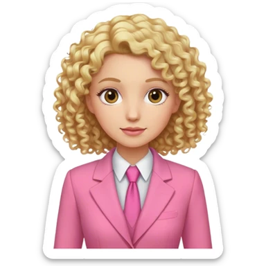 Blonde curly hair lady with pink dress suit sticker