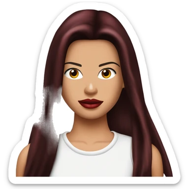 Adriana lima in 90s long dark red hair long dark eyelashes sticker