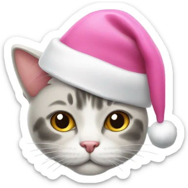 Pink santa claus hat cat sticker