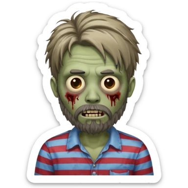 zombie in stripe  men long hair & bearded sticker