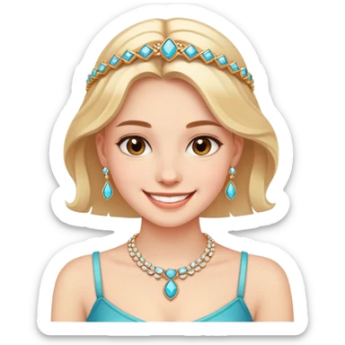 smiling girl with jewelry sticker
