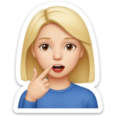 Girl who is putting her finger between her teeth sticker