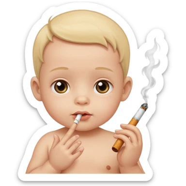 Baby smoking a cigarette sticker