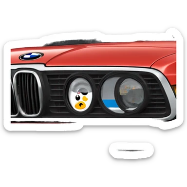 BMW E30 in red with license Plate AÖ-X 325H sticker