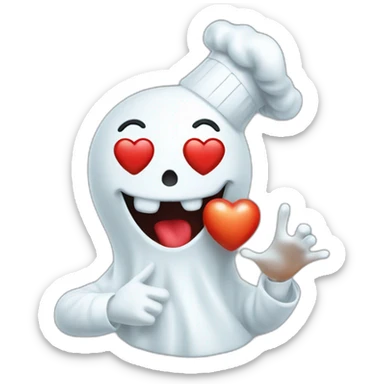 ghost chef blowing kiss heart with its hand sticker