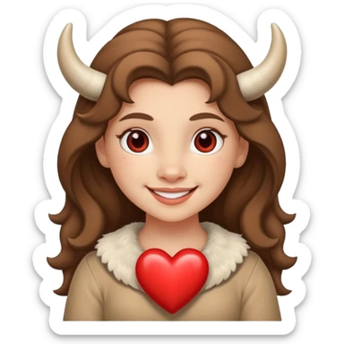 White Tauros girl in heart in love sticker