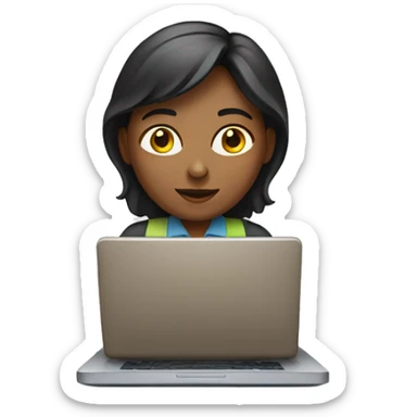 mujer trabajando con laptop sticker