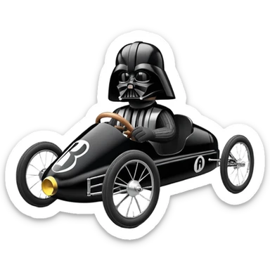 Darth Vader’s plush and refined streamlined two cylinder racing cyclekart with advanced rugged suspension and steering  sticker
